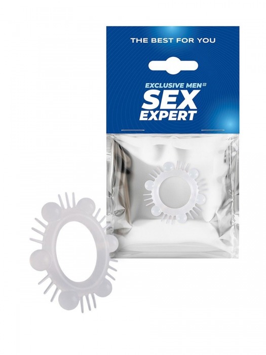 Эластичное эрекционное кольцо с шипиками и шариками - Sex Expert - во Владимире купить с доставкой