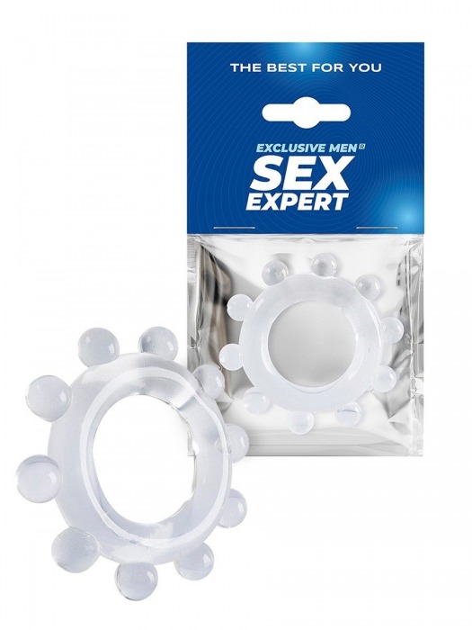 Прозрачное эрекционное кольцо со стимулирующими шариками - Sex Expert - во Владимире купить с доставкой