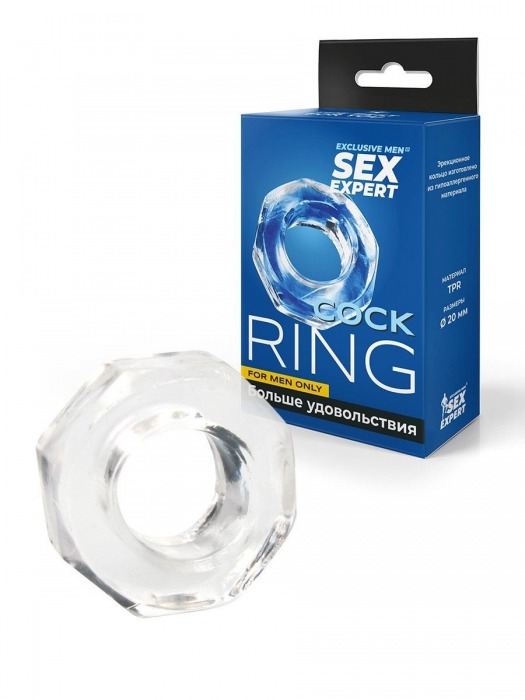 Прозрачное эрекционное кольцо в форме гайки - Sex Expert - во Владимире купить с доставкой