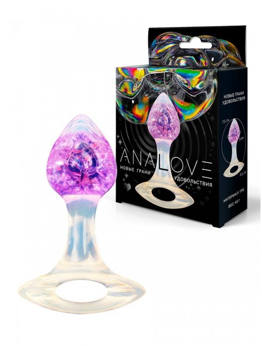 Сиреневатая анальная пробка с ручкой - 8,5 см. - AnaLove