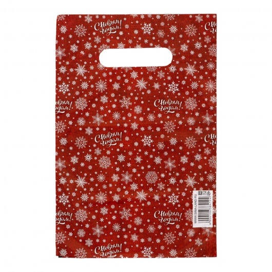 Красный подарочный новогодний пакет с вырубной ручкой (20х30 см) - Сима-Ленд - купить с доставкой во Владимире