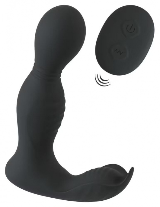 Черная анальная пробка с вибрацией, вращением и пультом ДУ RC Butt Plug with 2 Functions - Orion - во Владимире купить с доставкой