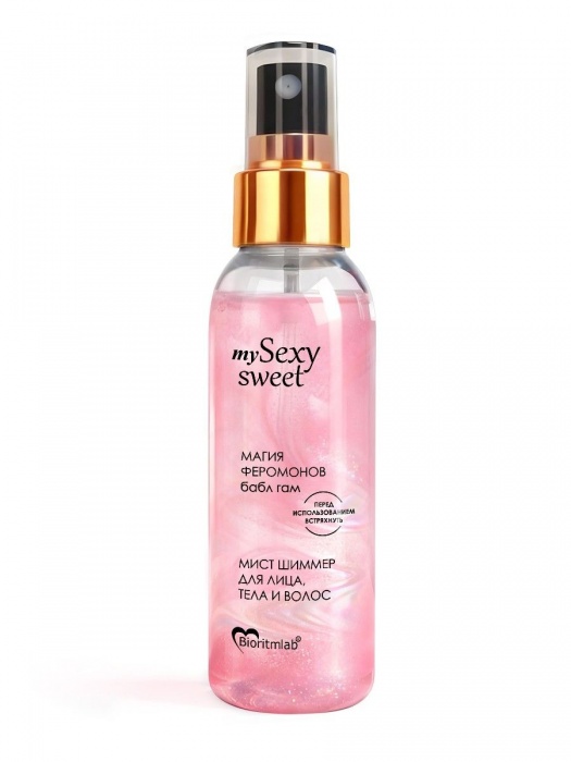 Мист для лица, тела и волос Sexy Sweet с ароматом бабл-гам, шиммером и феромонами - 95 мл. -  - Магазин феромонов во Владимире