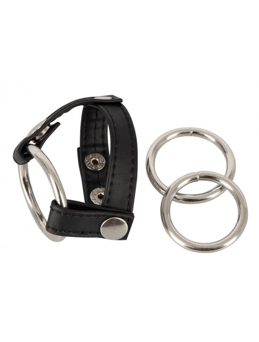 Подхват для мошонки с 3 съемными эрекционными кольцами Leder-Riemen - Orion - во Владимире купить с доставкой