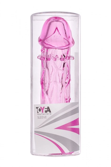 Гладкая розовая насадка с усиками под головкой - 12,5 см. - Toyfa Basic - во Владимире купить с доставкой