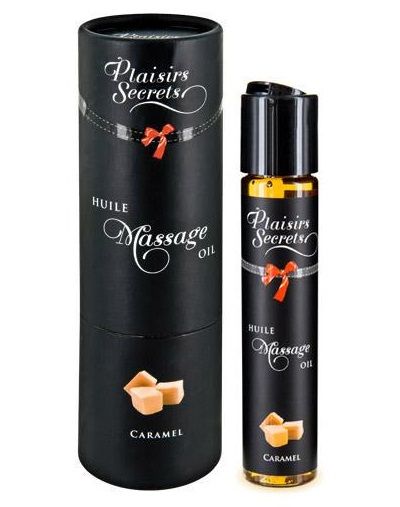 Массажное масло с ароматом карамели Huile de Massage Gourmande Caramel - 59 мл. - Plaisir Secret - купить с доставкой во Владимире