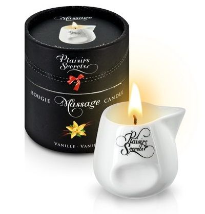 Массажная свеча с ароматом ванили Bougie Massage Gourmande Vanille - 80 мл. - Plaisir Secret - купить с доставкой во Владимире