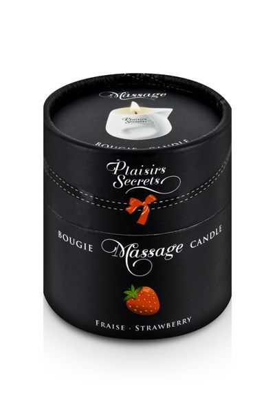 Массажная свеча с ароматом клубники Bougie de Massage Gourmande Fraise - 80 мл. - Plaisir Secret - купить с доставкой во Владимире