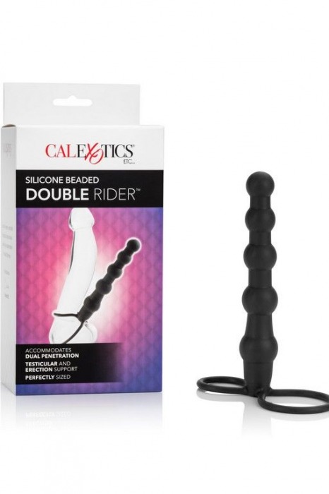 Насадка на пенис для двойного проникновения Silicone Beaded Double Rider - 14 см. - California Exotic Novelties - во Владимире купить с доставкой