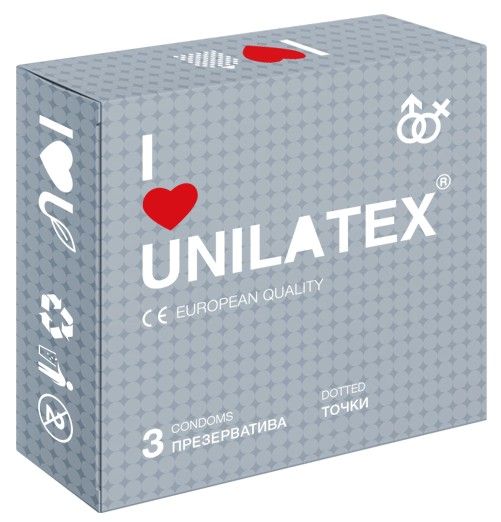 Презервативы с точками Unilatex Dotted - 3 шт. - Unilatex - купить с доставкой во Владимире