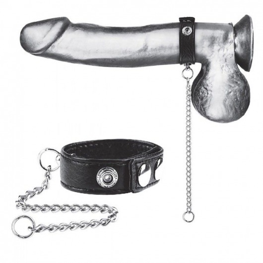 Утяжка на пенис с поводком Snap Cock Ring With 12  Leash - BlueLine - купить с доставкой во Владимире