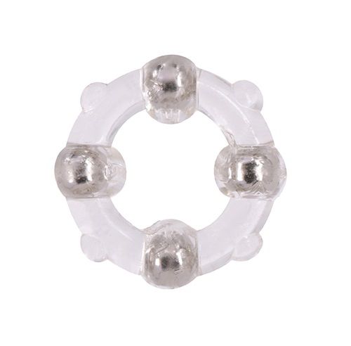 Эрекционное кольцо с 4 бусинами MENZSTUFF STUD RING CLEAR - Dream Toys - во Владимире купить с доставкой