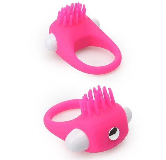 Розовое эрекционное кольцо с щеточкой LIT-UP SILICONE STIMU RING 5 - Dream Toys - во Владимире купить с доставкой