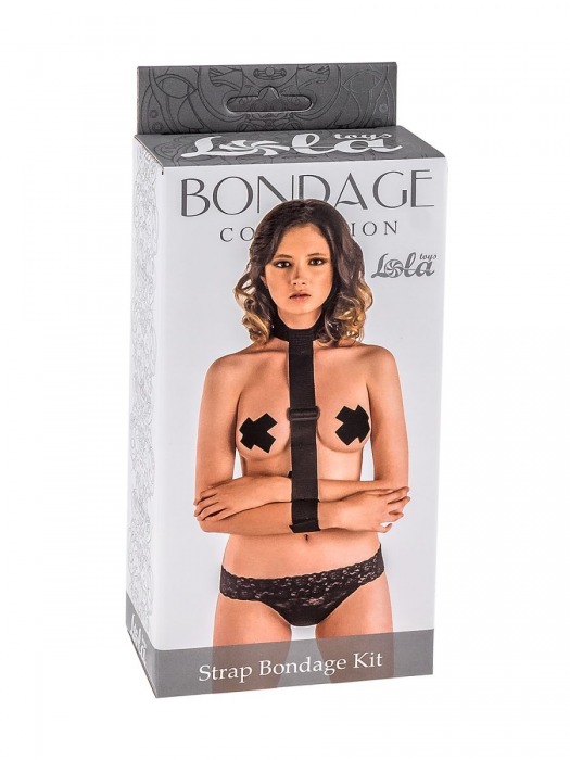 Ошейник с длинной лентой и наручниками Strap Bondage Kit One Size - Lola Games - купить с доставкой во Владимире