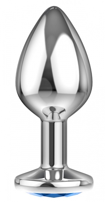 Большая серебристая анальная пробка Diamond Light blue Sparkle Large с голубым кристаллом - 8 см. - Lola Games - купить с доставкой во Владимире