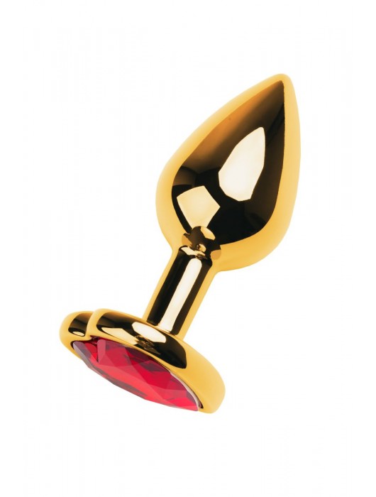 Золотистая анальная пробка с кристаллом-сердцем - 7,5 см. - ToyFa - купить с доставкой во Владимире