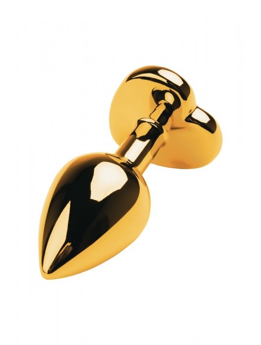 Золотистая анальная пробка с кристаллом-сердцем - 7,5 см. - ToyFa - купить с доставкой во Владимире