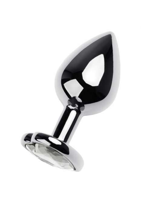 Серебристая анальная пробка с прозрачным кристаллом-сердцем - 8 см. - ToyFa - купить с доставкой во Владимире