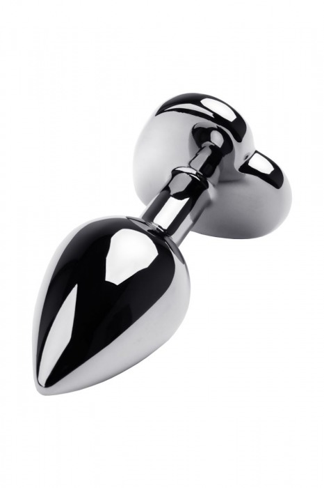 Серебристая анальная пробка с прозрачным кристаллом-сердцем - 8 см. - ToyFa - купить с доставкой во Владимире