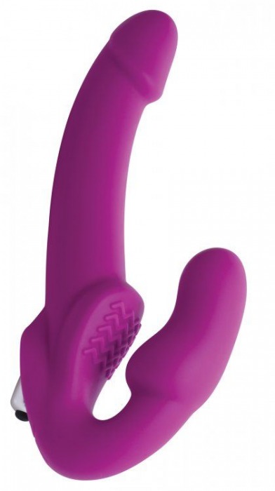 Ярко-розовый безремневой вибрострапон Evoke Vibrating Strapless Silicone Strap-on Dildo - XR Brands - купить с доставкой во Владимире