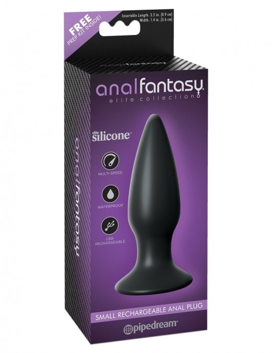 Чёрная малая анальная вибропробка Small Rechargeable Anal Plug - 10,9 см. - Pipedream