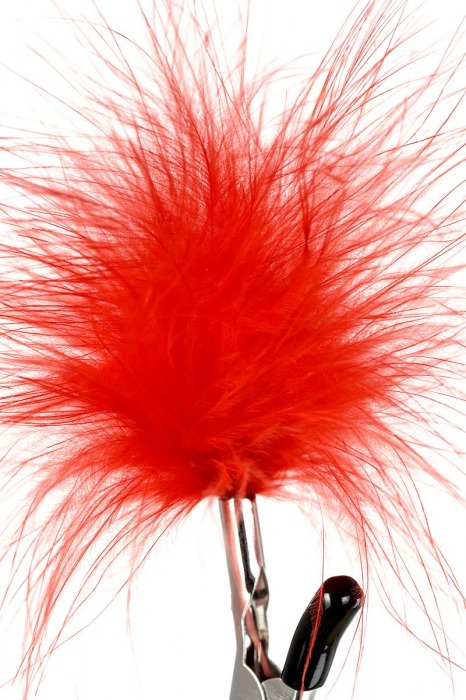 Зажимы для сосков с красным пухом Theatre - ToyFa - купить с доставкой во Владимире