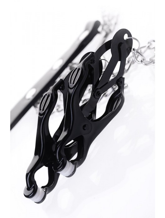 Черно-серебристые зажимы для сосков с кольцом для пениса TOYFA Metal - ToyFa - купить с доставкой во Владимире