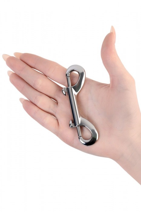 Серебристый двухсторонний карабин TOYFA Metal - ToyFa - купить с доставкой во Владимире
